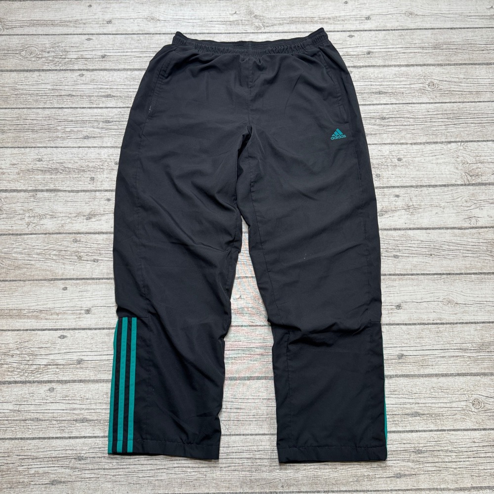 Adidas Track Pants Men's Medium Black Relaxed Trefoil Windbreaker Activewear Gym